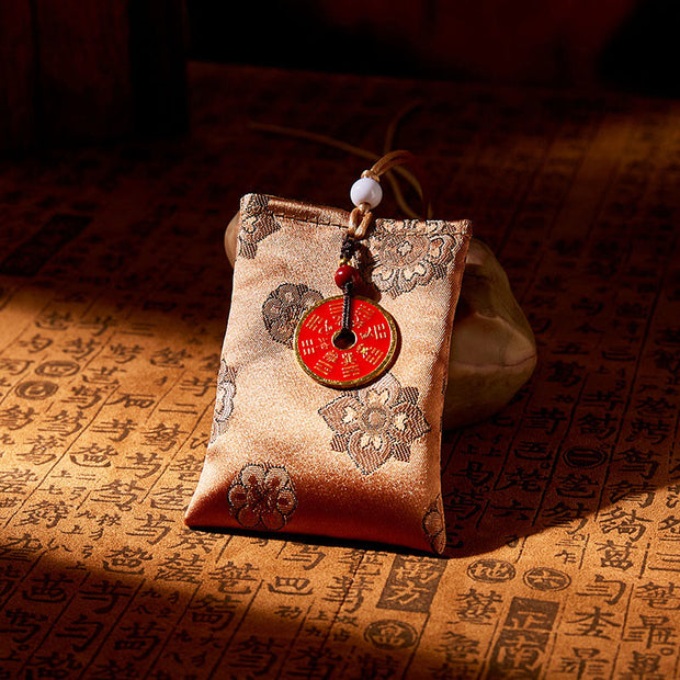 Buddha Stones Mountain Ghosts Spend Money Jacquard Embroidery Sachet Blessing Hanging Decoration - YELLOW - image 1