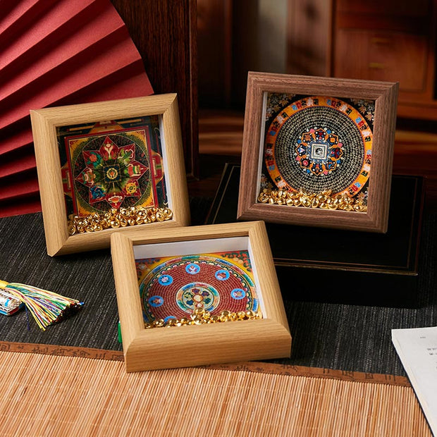 Buddha Stones Tibetan Om Mani Padme Hum Golden Ingot Thangka Photo Frame Ornament Home Decor - image 13