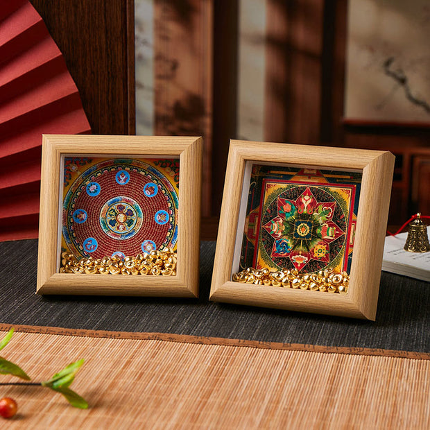 Buddha Stones Tibetan Om Mani Padme Hum Golden Ingot Thangka Photo Frame Ornament Home Decor - image 11