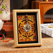 Buddha Stones Lotus Golden Ingot Thangka Photo Frame Ornament Home Decor - Style 2 - Yellow Medium Density Fiberboard(13*18*4cm) - image 2
