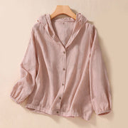 Buddha Stones Fall Jacquard Buttons Down Design Cotton Long Sleeve Women's Hoodie - Pink - US8-10，UK/AU12-14，EU40-42 (2XL) - image 8