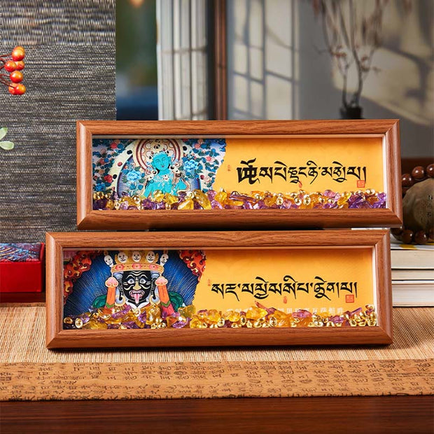 Buddha Stones Om Mani Padme Hum Buddha Golden Ingot Thangka Photo Frame Ornament Home Decor - image 9