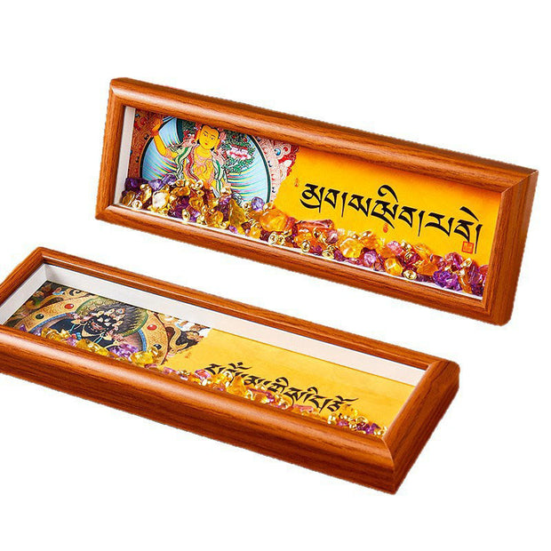 Buddha Stones Om Mani Padme Hum Buddha Golden Ingot Thangka Photo Frame Ornament Home Decor - image 13