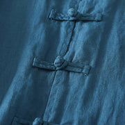 Buddha Stones Fall Solid Color Frog-Button Stand Collar Three Quarter Sleeve Mid-length Women's Cotton Shirt - image 11