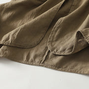 Buddha Stones Fall Solid Color Frog-Button Stand Collar Three Quarter Sleeve Mid-length Women's Cotton Shirt - image 5