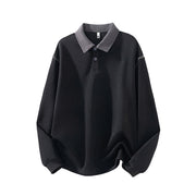 Buddha Stones Fall Polo Collar Button Men's Sweatshirt Cotton Pullover - Black - US/UK/AU44，EU54 (4XL) - image 5