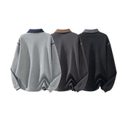 Buddha Stones Fall Polo Collar Button Men's Sweatshirt Cotton Pullover - image 13