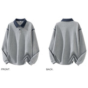 Buddha Stones Fall Polo Collar Button Men's Sweatshirt Cotton Pullover - image 2