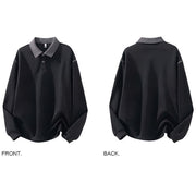 Buddha Stones Fall Polo Collar Button Men's Sweatshirt Cotton Pullover - image 6