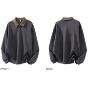 Buddha Stones Fall Polo Collar Button Men's Sweatshirt Cotton Pullover - image 4