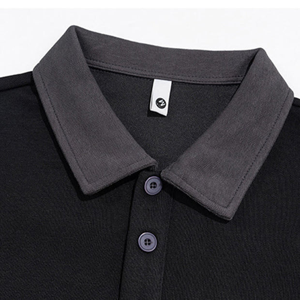 Buddha Stones Fall Polo Collar Button Men's Sweatshirt Cotton Pullover - image 7