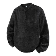 Buddha Stones Fall Crew Neck Stripes Button Men's Sweatshirt Pullover - Black - US/UK/AU42，EU52 (3XL) - image 3
