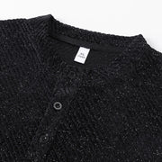 Buddha Stones Fall Crew Neck Stripes Button Men's Sweatshirt Pullover - image 5