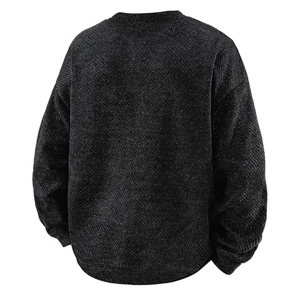 Buddha Stones Fall Crew Neck Stripes Button Men's Sweatshirt Pullover - image 4