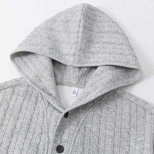 Buddha Stones Fall Winter Buttons Twisted Design Long Sleeve Men's Hoodie - image 2