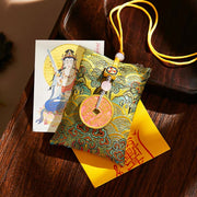 Buddha Stones Chinese Zodiac Natal Buddha Copper Coins Sachet Blessing Hanging Decoration - Green Fabric - Ox/Tiger-Void Bodhisattva - image 4