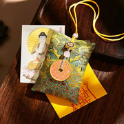 Buddha Stones Chinese Zodiac Natal Buddha Copper Coins Sachet Blessing Hanging Decoration - Green Fabric - Dog/Pig-Amitabha Buddha - image 14