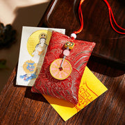 Buddha Stones Chinese Zodiac Natal Buddha Copper Coins Sachet Blessing Hanging Decoration - Red Fabric - Rabbit-Manjushri Bodhisattva - image 16