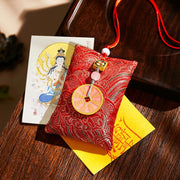 Buddha Stones Chinese Zodiac Natal Buddha Copper Coins Sachet Blessing Hanging Decoration - Red Fabric - Rat-Thousand-armed Avalokitesvara - image 17