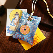 Buddha Stones Chinese Zodiac Natal Buddha Copper Coins Sachet Blessing Hanging Decoration - Light Blue Fabric - Horse-Mahasattva Bodhisattva - image 28