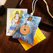 Buddha Stones Chinese Zodiac Natal Buddha Copper Coins Sachet Blessing Hanging Decoration - Light Blue Fabric - Ox/Tiger-Void Bodhisattva - image 34