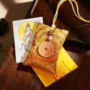 Buddha Stones Chinese Zodiac Natal Buddha Copper Coins Sachet Blessing Hanging Decoration - Yellow Fabric - Dragon/Snake-Samantabhadra Bodhisattva - image 38