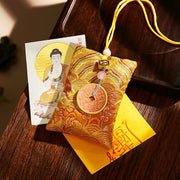 Buddha Stones Chinese Zodiac Natal Buddha Copper Coins Sachet Blessing Hanging Decoration - Yellow Fabric - Dog/Pig-Amitabha Buddha - image 39