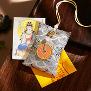 Buddha Stones Chinese Zodiac Natal Buddha Copper Coins Sachet Blessing Hanging Decoration - Gray Fabric - Ox/Tiger-Void Bodhisattva - image 50