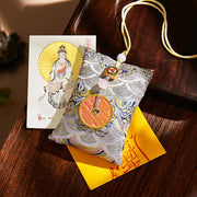 Buddha Stones Chinese Zodiac Natal Buddha Copper Coins Sachet Blessing Hanging Decoration - Gray Fabric - Dragon/Snake-Samantabhadra Bodhisattva - image 46