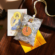 Buddha Stones Chinese Zodiac Natal Buddha Copper Coins Sachet Blessing Hanging Decoration - Gray Fabric - Goat/Monkey-Tathagata - image 45
