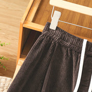 Buddha Stones Plain Elastic Waist Women's Cropped 7-8 Length Wide Leg Corduroy Pants - image 15