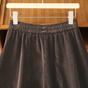 Buddha Stones Plain Elastic Waist Women's Cropped 7-8 Length Wide Leg Corduroy Pants - image 14