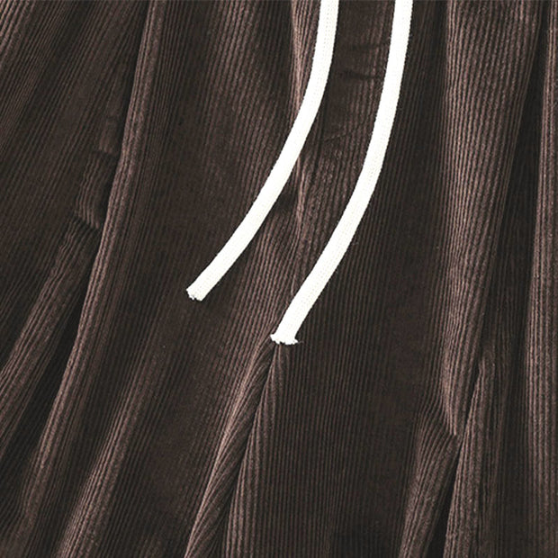 Buddha Stones Plain Elastic Waist Women's Cropped 7-8 Length Wide Leg Corduroy Pants - image 16