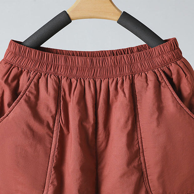 Buddha Stones Winter Elastic Waist Cotton Thermal Women's Cropped 7-8 Length Harem Pants With Pockets - image 10