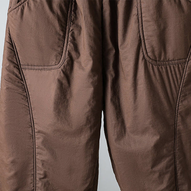 Buddha Stones Winter Elastic Waist Cotton Thermal Women's Cropped 7-8 Length Harem Pants With Pockets - image 6