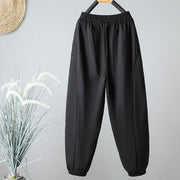 Buddha Stones Winter Elastic Waist Cotton Thermal Women's Cropped 7-8 Length Harem Pants With Pockets - image 18
