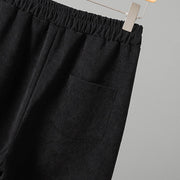 Buddha Stones Plain Elastic Waist Patchwork Plaid Women's Ankle-Length Wide Leg Corduroy Pants - image 14