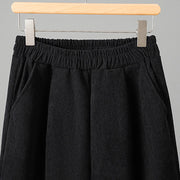 Buddha Stones Plain Elastic Waist Patchwork Plaid Women's Ankle-Length Wide Leg Corduroy Pants - image 11