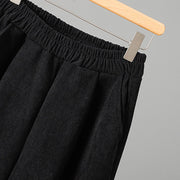 Buddha Stones Plain Elastic Waist Patchwork Plaid Women's Ankle-Length Wide Leg Corduroy Pants - image 13