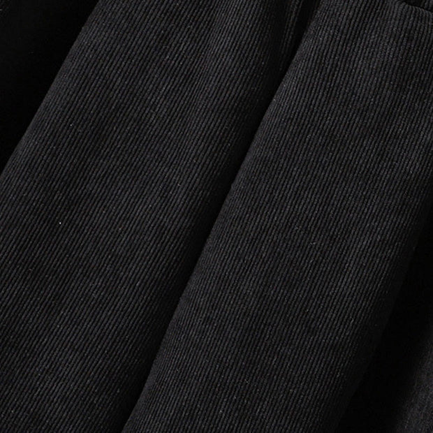 Buddha Stones Plain Elastic Waist Patchwork Plaid Women's Ankle-Length Wide Leg Corduroy Pants - image 16