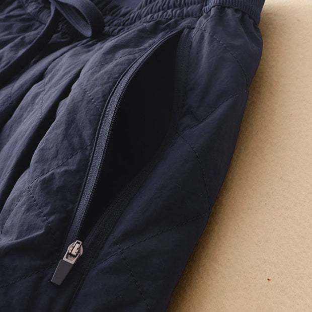 Buddha Stones Winter Lines Elastic Waist Drawstring Cotton Thermal Women's Pants With Zipper Pockets - image 4