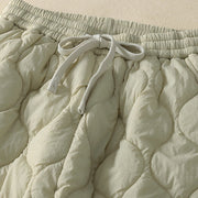 Buddha Stones Winter Curved Lines Elastic Waist Drawstring Patchwork Plaid Cotton Thermal Women's Pants With Pockets - image 7