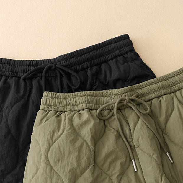 Buddha Stones Winter Curved Lines Elastic Waist Drawstring Cotton Thermal Women's Pants With Pockets - image 19