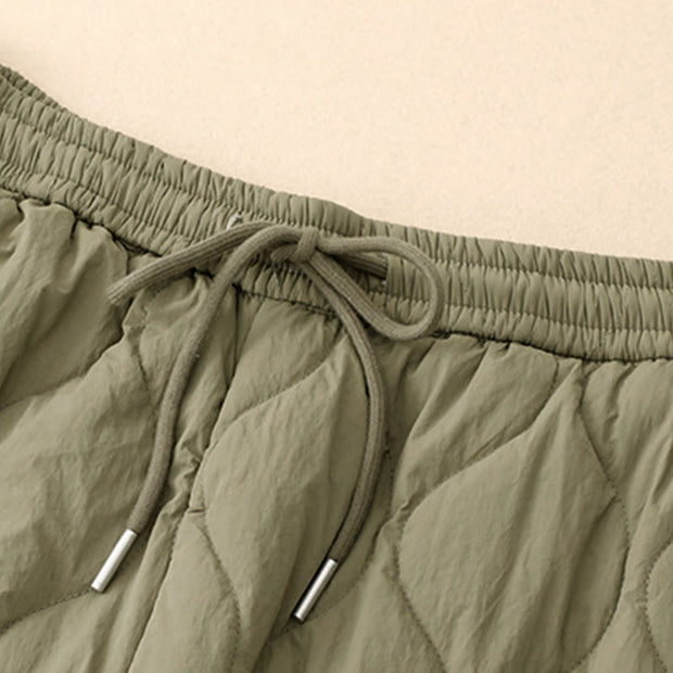 Buddha Stones Winter Curved Lines Elastic Waist Drawstring Cotton Thermal Women's Pants With Pockets - image 3