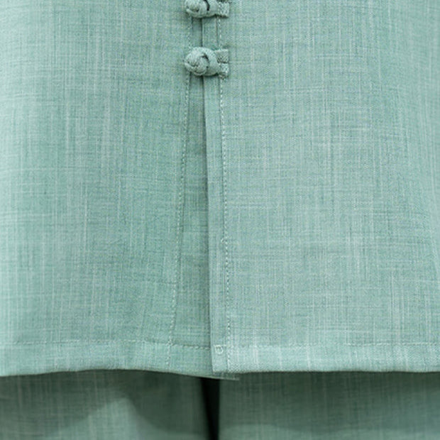 Buddha Stones 2Pcs Chinese Frog-Button Long Sleeve Shirt Top Pants Meditation Zen Tai Chi Cotton Clothing Women's Set - image 18