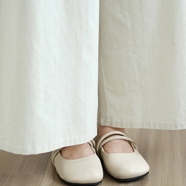 Buddha Stones 2Pcs Fall Solid Color Cotton Buttons Down Long Sleeve Shirt Ankle-Length Wide Leg Pants Women's Set With Pockets - image 11