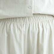 Buddha Stones 2Pcs Fall Solid Color Cotton Buttons Down Long Sleeve Shirt Ankle-Length Wide Leg Pants Women's Set With Pockets - image 9