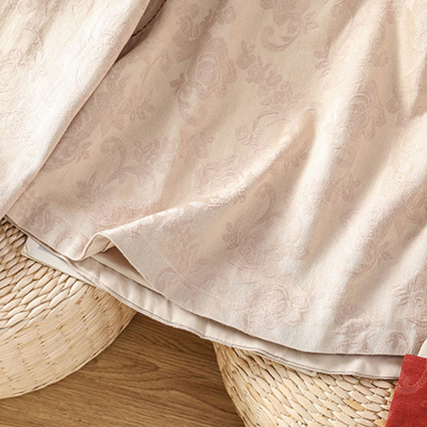 Buddha Stones Fall Jacquard Floral Print Frog-Button Stand Collar Long Sleeve Women's Cotton Shirt - image 22