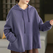 Buddha Stones Winter Solid Color Fleece-lined Cotton Long Sleeve Women's Hoodie With Pockets - MediumPurple - US4-8/10，UK/AU8-12/14，EU36-40/42 (F) - image 5