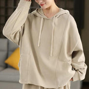 Buddha Stones Winter Solid Color Fleece-lined Cotton Long Sleeve Women's Hoodie With Pockets - image 15